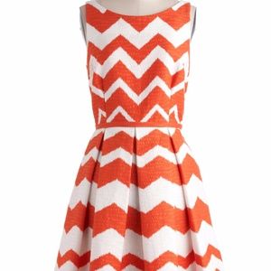 Orange & White Chevron Dress